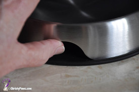 Handy thumb hole to lift bowl off of mat