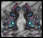 Two cats on marbled glass digital art